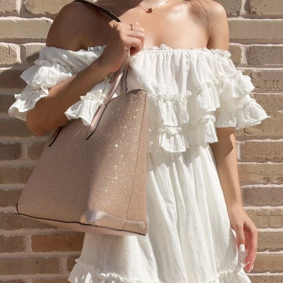 Kate Spade Top Zip Tote Shoulder Bag Glitter - Picture 7 of 8